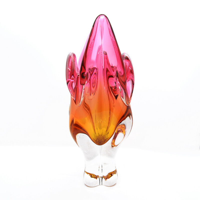 Vintage glass vase by J. Hospodka Chribska for Chribska Sklarna, Czechoslovakia 1960