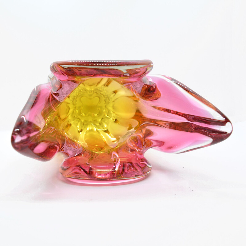 Vintage glass vase by J. Hospodka Chribska for Chribska Sklarna, Czechoslovakia 1960