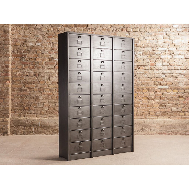 Vintage industrial metal cabinet 30 brushed steel lockers