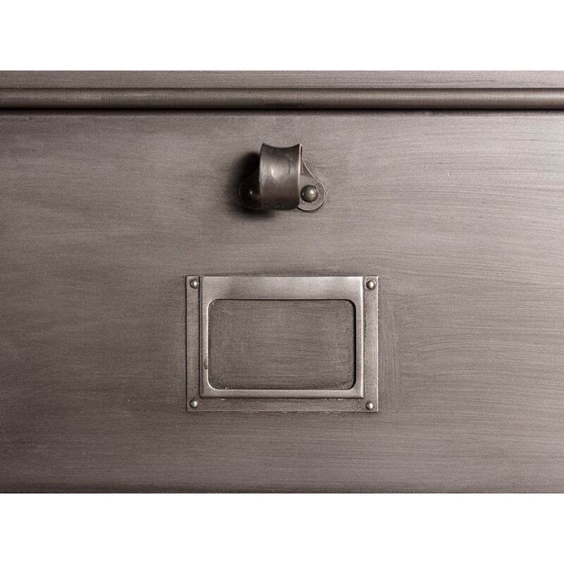Vintage industrial metal cabinet 30 brushed steel lockers
