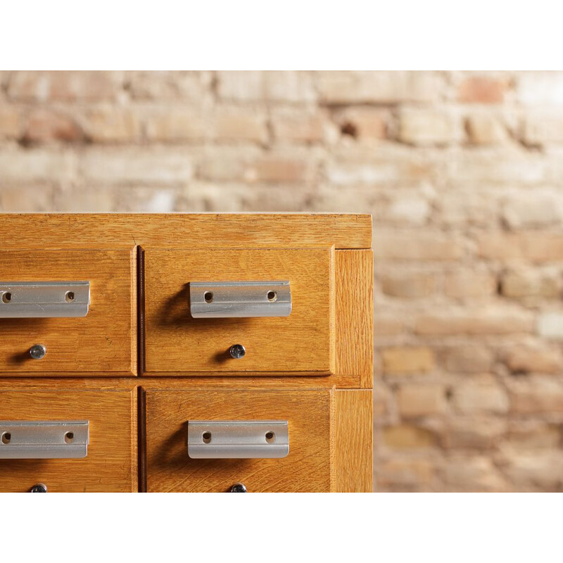 Vintage cabinet 30 drawers on 4 black steel feet 1950s