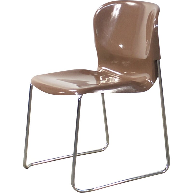 Ensemble de 4 chaises "Swing" Drabert en fibre acrylique brun, Gerd LANGE - 1970 