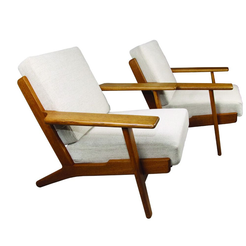Paire de fauteuils lounge vintage GE-290 par Hans Wegner pour Getama Danois 1953