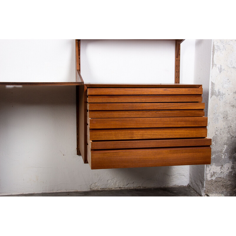 Large vintage modular teak shelf by Poul Cadovius, Denmark 1960s