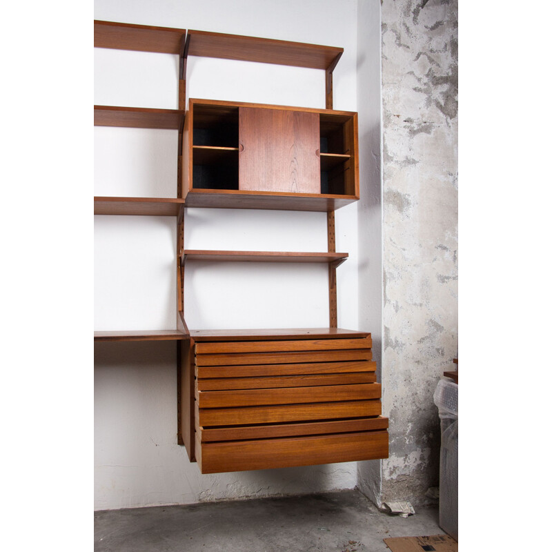 Large vintage modular teak shelf by Poul Cadovius, Denmark 1960s