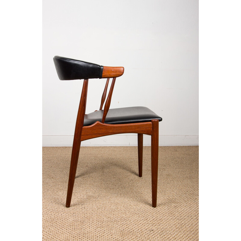 Lot de 8 chaises vintage en teck et Skaï par Johannes Andersen pour Broderna Andersen, Danoises 1964