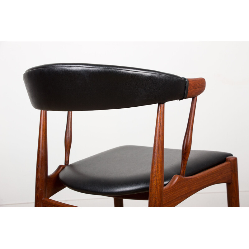 Set of 8 vintage teak and Skai chairs by Johannes Andersen for Broderna Andersen, Denmark 1964s
