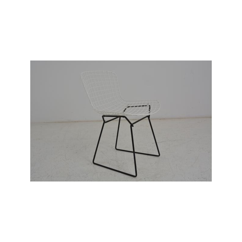 Set of 4 white Knoll chairs in metal, Harry BERTOIA - 1960s