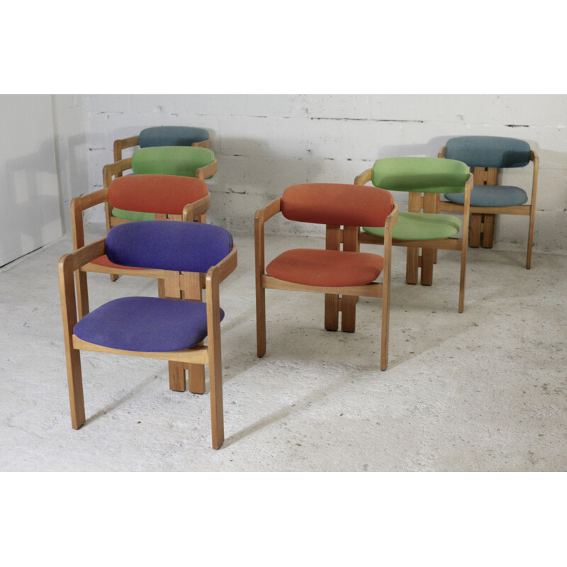 Lot de 7 chaises vintage Gavina Pigreco de Tobia Scarpa, Italie 1950
