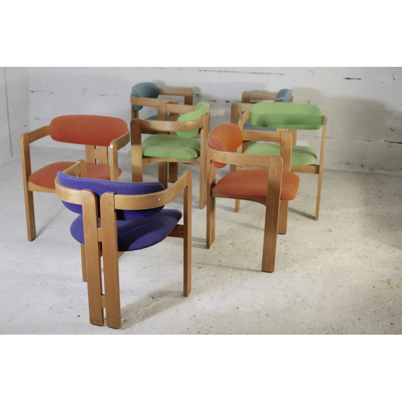 Lot of 7 vintage chairs Gavina Pigreco by Tobia Scarpa, Italy 1950s