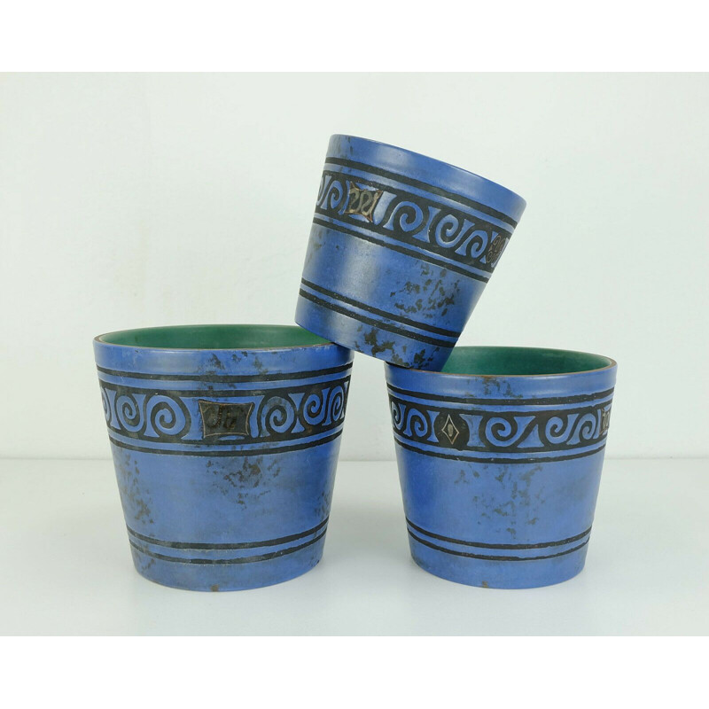 Set of 3 vintage planters "Pergamon" by Hanns Welling for Ceramano 1960s