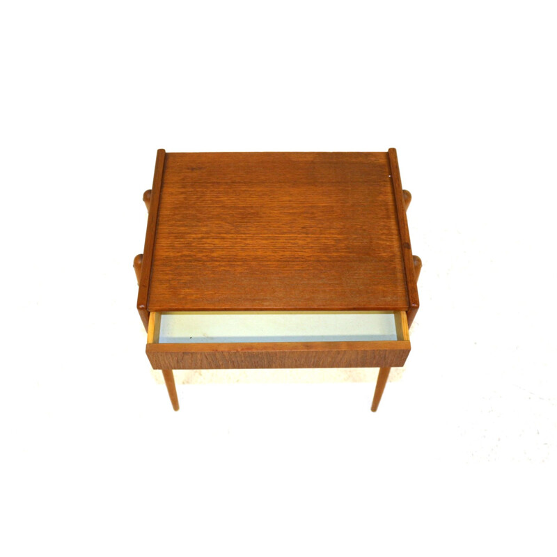 Vintage teak and beech bedside table Carlstöm and co Möbelfabrik, Sweden 1960s