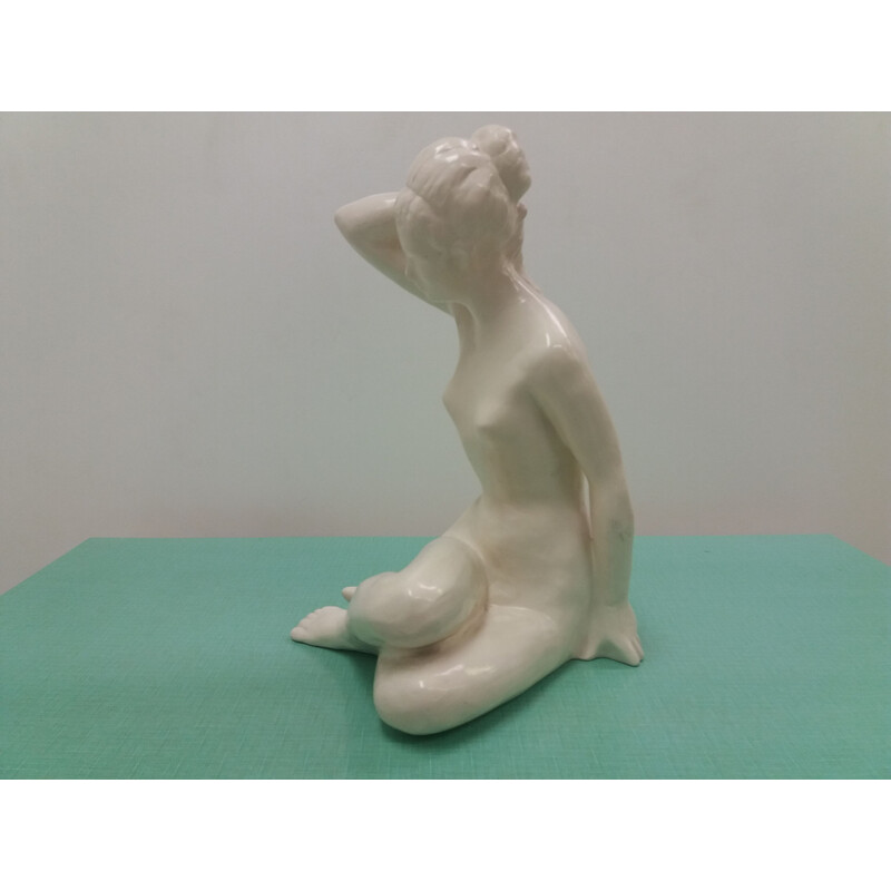 Vintage ceramic sculpture of a nude woman by Bohumil Kokrda, Czechoslovakia 1960