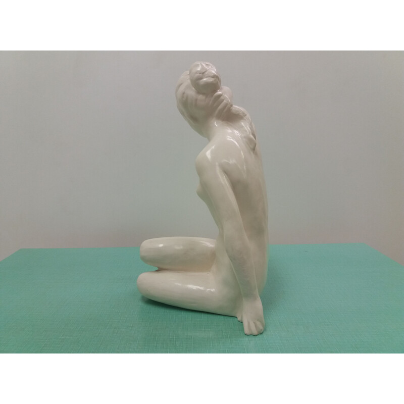 Vintage ceramic sculpture of a nude woman by Bohumil Kokrda, Czechoslovakia 1960