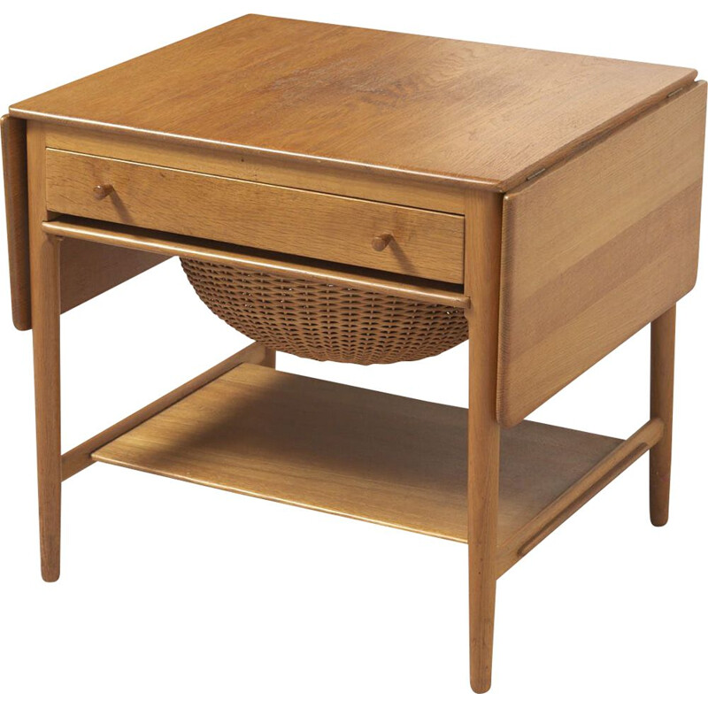 Vintage oak sewing table AT-33 by H. J. Wegner for Andreas Tuck, Denmark 1950