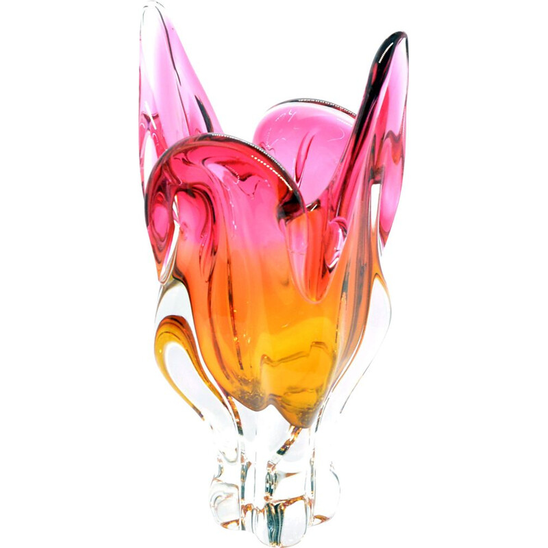 Vintage glass vase by J. Hospodka Chribska for Chribska Sklarna, Czechoslovakia 1960