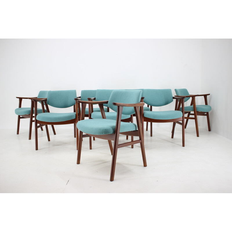 Set van 8 vintage teakhouten stoelen van Erik Kierkegaard, Denemarken 1960