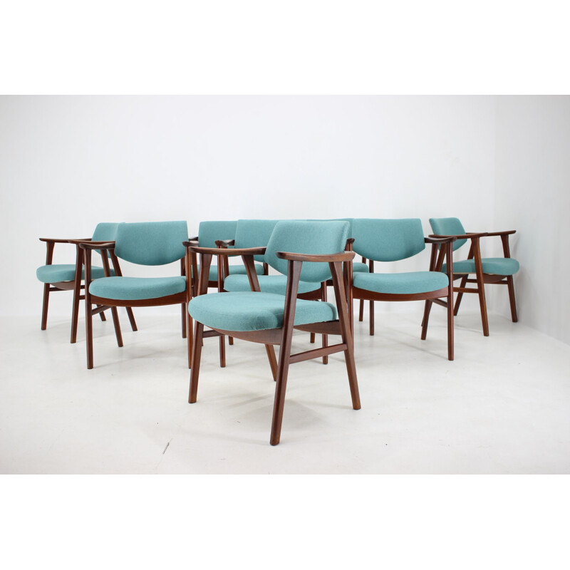 Set of 8 vintage Teak Dining Chairs by Erik Kierkegaard, Denmark 1960s