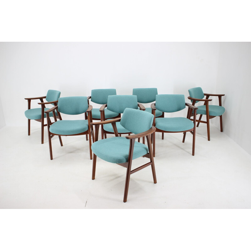 Set van 8 vintage teakhouten stoelen van Erik Kierkegaard, Denemarken 1960