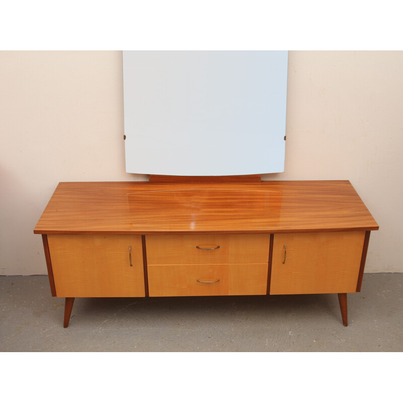 Dressing table in veneered wood with mirror - 1950s