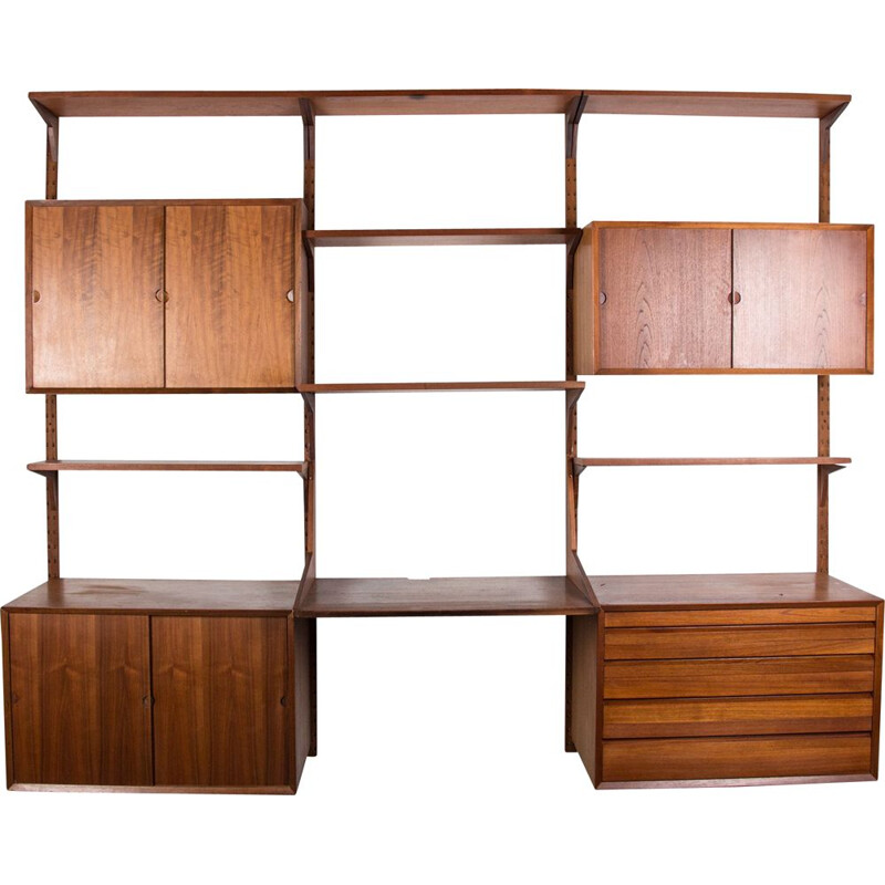 Large vintage modular teak shelf by Poul Cadovius, Denmark 1960s
