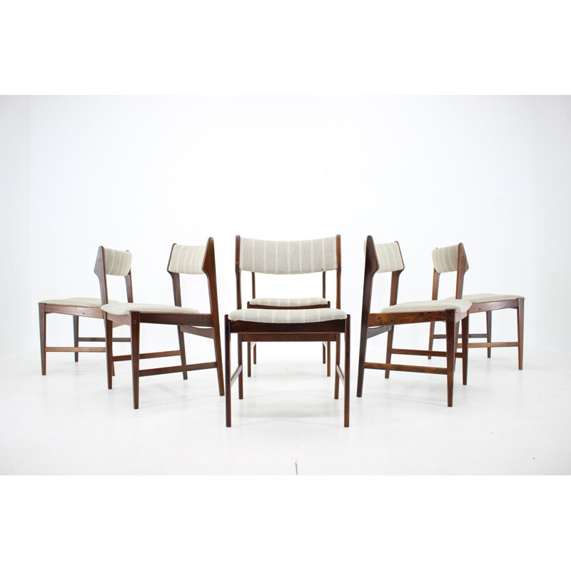 Set of 8 vintage solid rosewood chairs by Erich Buch, Denmark 1960s