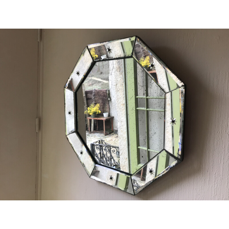 Vintage Venetian octagonal mirror 1940