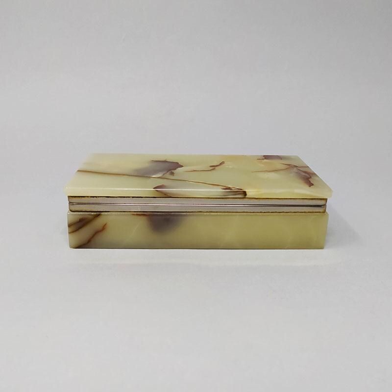 Vintage brown-green alabaster box, Italy 1960