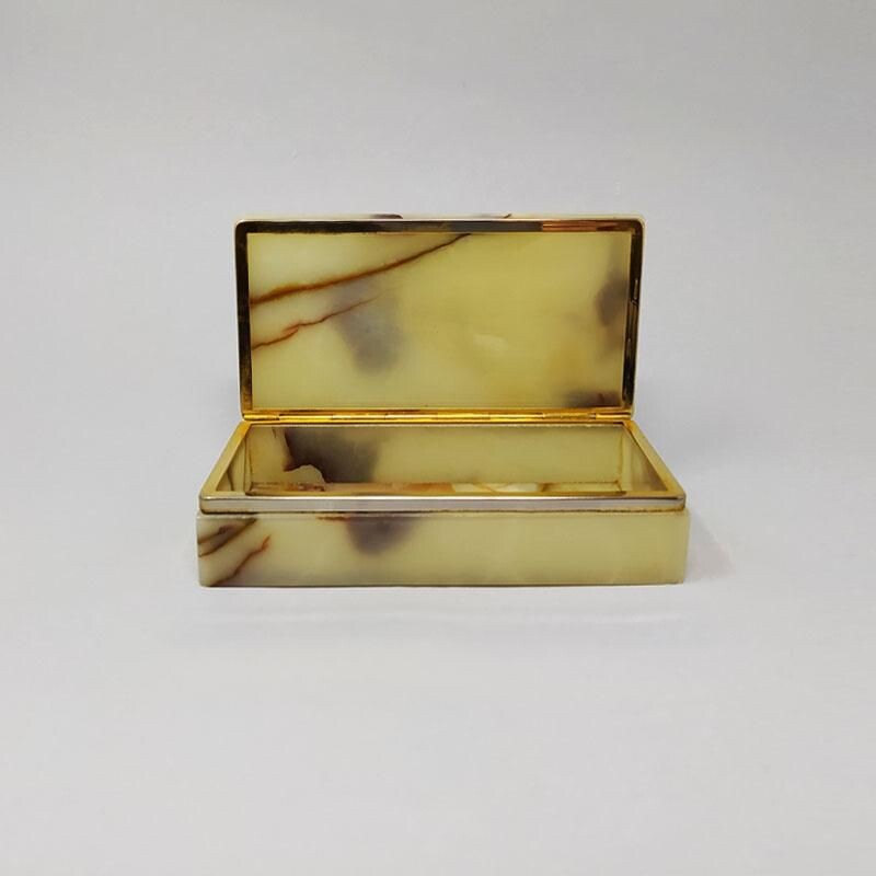 Vintage brown-green alabaster box, Italy 1960