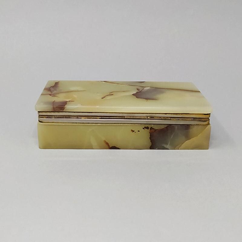 Vintage brown-green alabaster box, Italy 1960