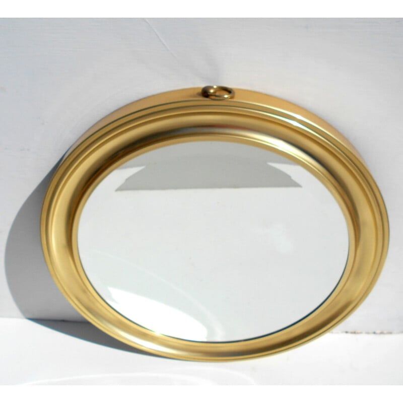 Vintage mirror with golden aluminum frame, Italy 1960