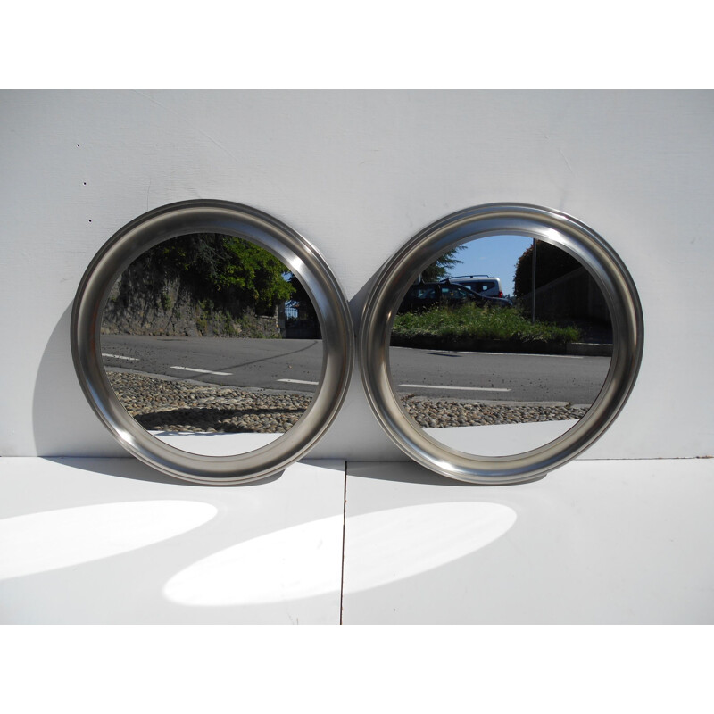 Pair of vintage silver mirrors, Italy 1960