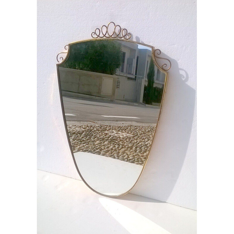 Miroir vintage en laiton, Italie 1940