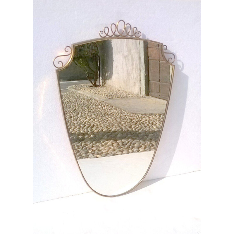 Miroir vintage en laiton, Italie 1940