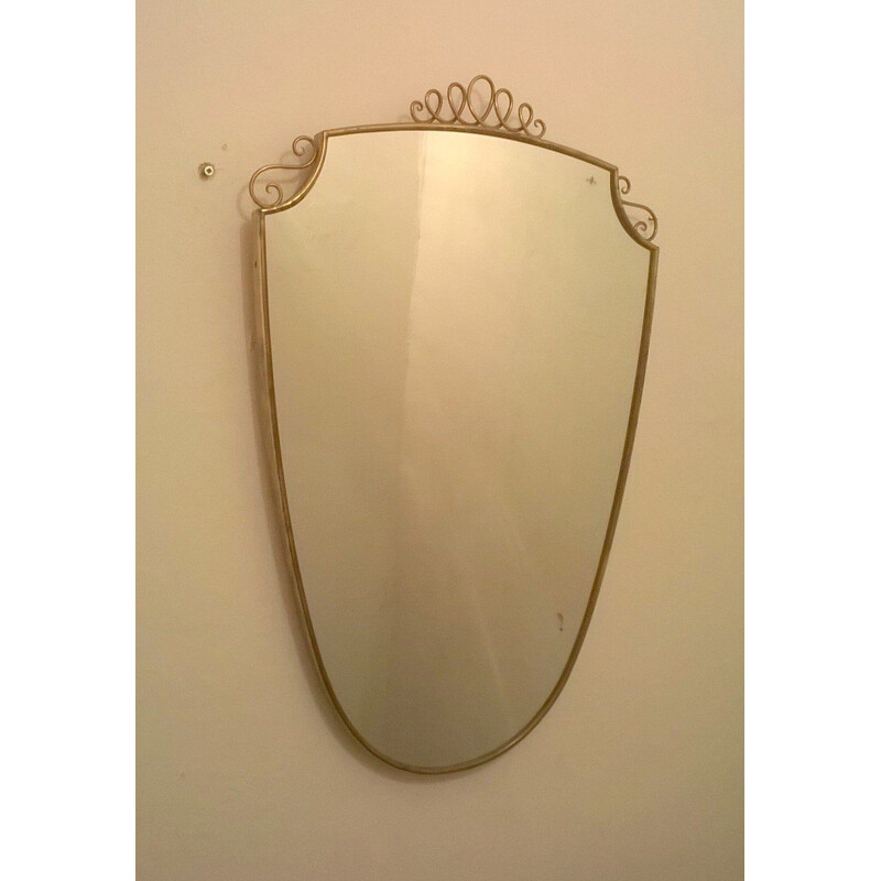 Miroir vintage en laiton, Italie 1940