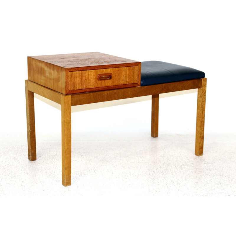 Vintage teak and oak telephone bench, Sweden 1960