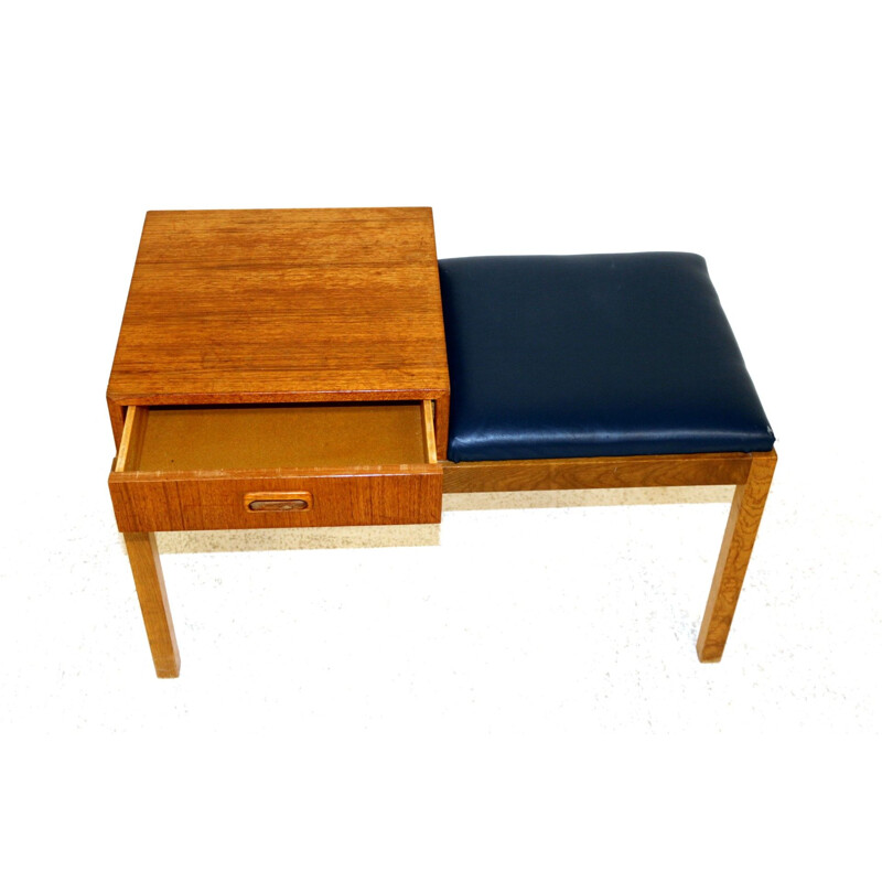 Vintage teak and oak telephone bench, Sweden 1960