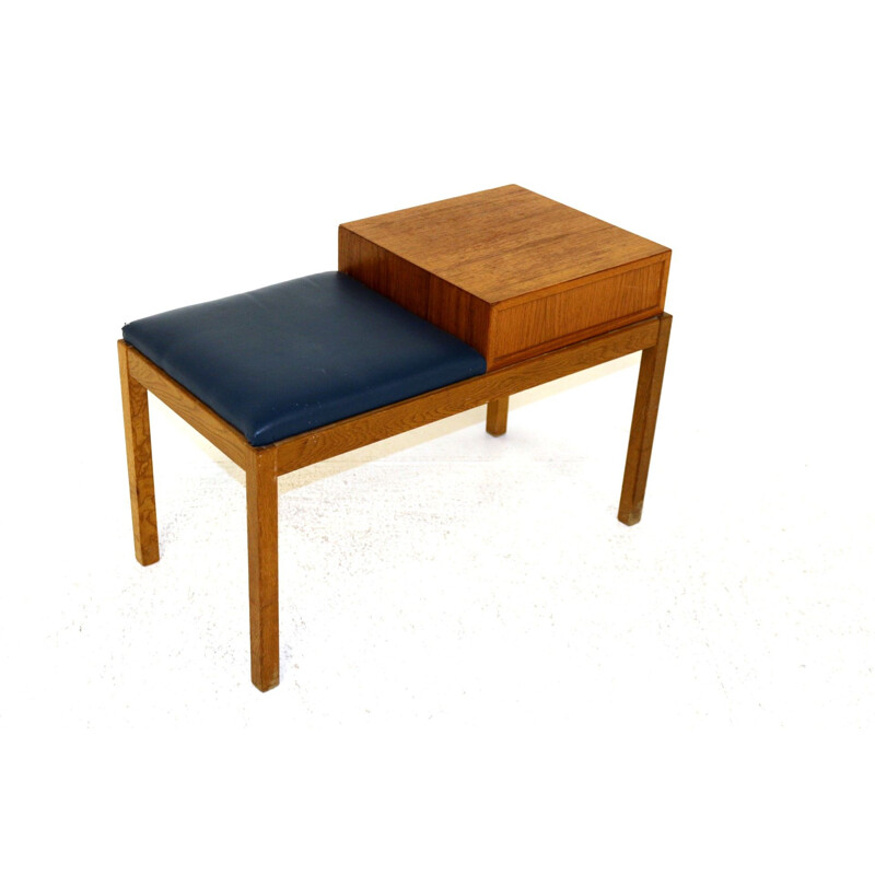 Vintage teak and oak telephone bench, Sweden 1960