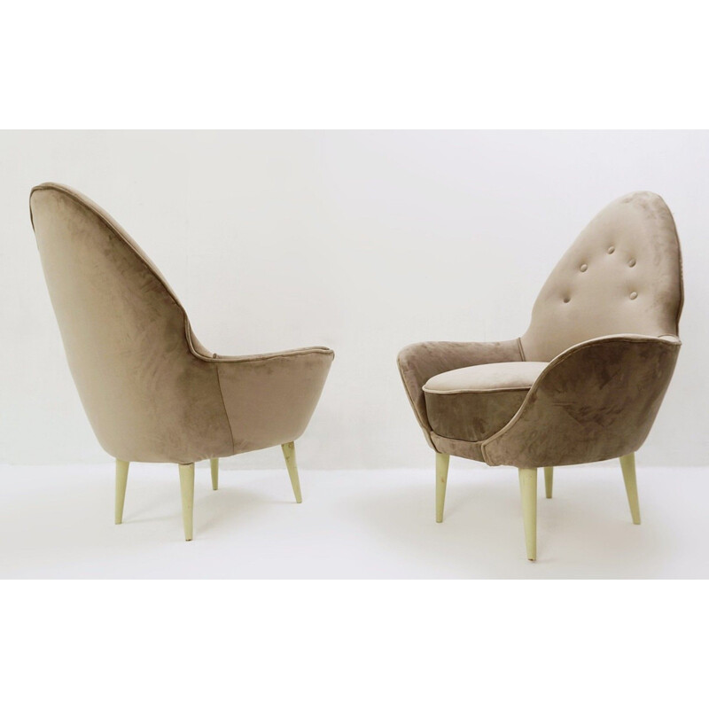 Vintage pointed back armchairs Italian