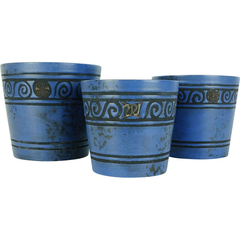 Set of 3 vintage planters "Pergamon" by Hanns Welling for Ceramano 1960s