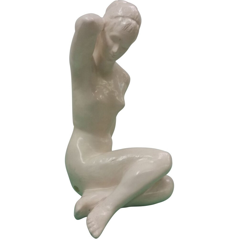 Escultura de cerámica vintage de una mujer desnuda de Bohumil Kokrda, Checoslovaquia 1960