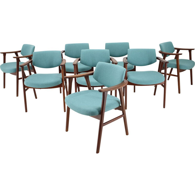 Set of 8 vintage Teak Dining Chairs by Erik Kierkegaard, Denmark 1960s