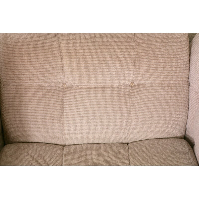 Vintage modulable sofa composed of 3 beige foam and velvet Beka, France 1970