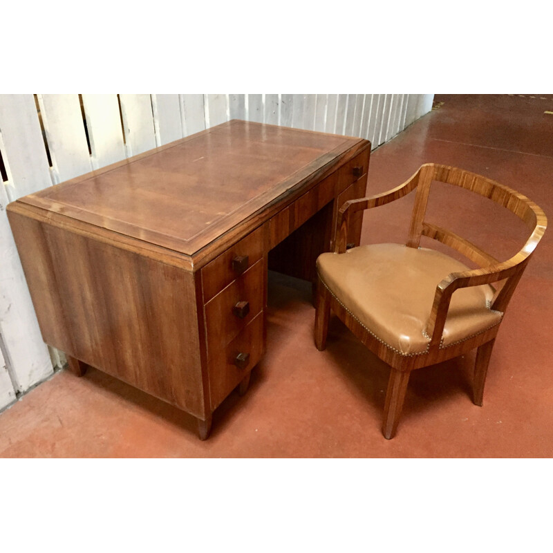 Vintage art deco desk and its matching armchair