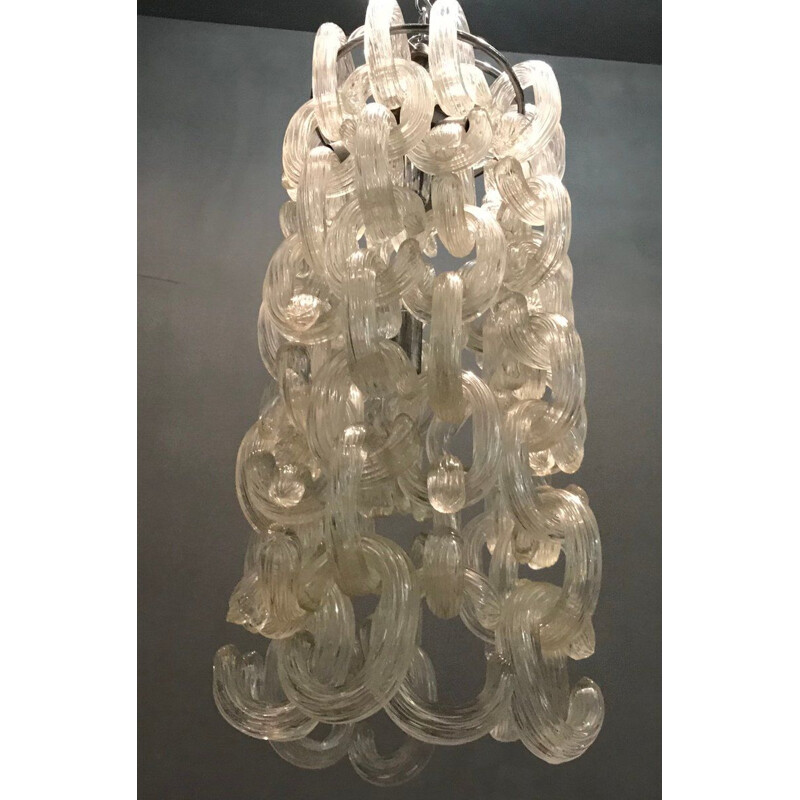 Lámpara vintage de cristal de Murano por Carlo Nason para Murano 1970