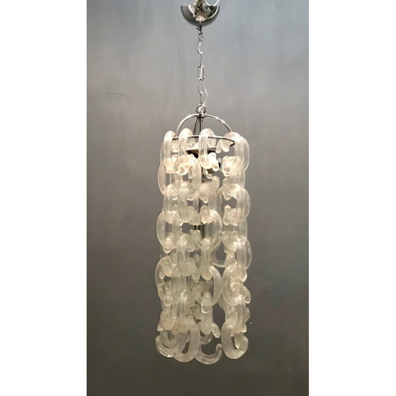 Lampadario vintage in vetro di Murano di Carlo Nason per Murano 1970