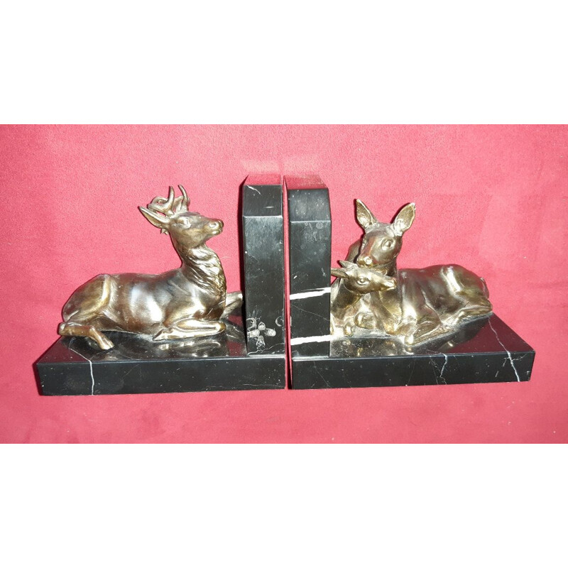 Pair of vintage bookends in regula on art deco marble, 1940