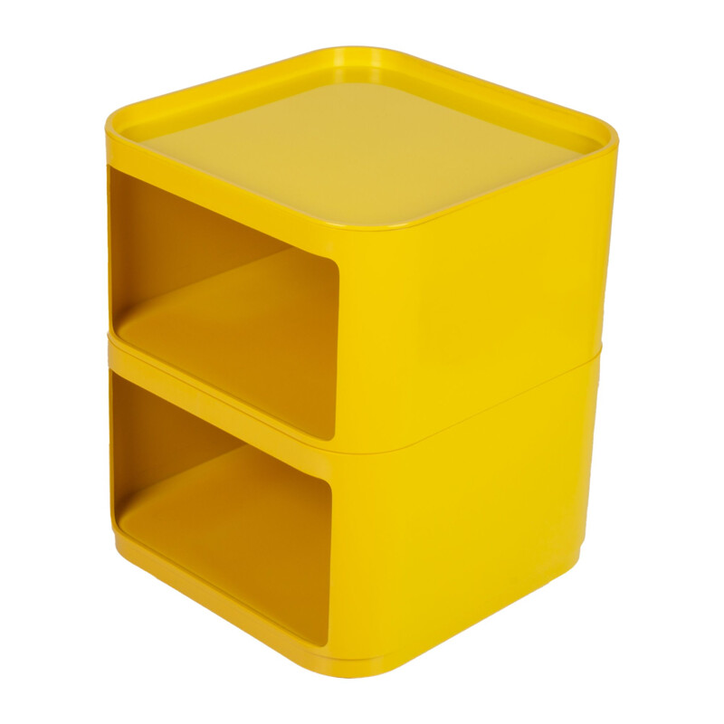 Modulaire jaune vintage par Anna Castelli Ferrieri pour Kartell avec 4 roues pivotantes