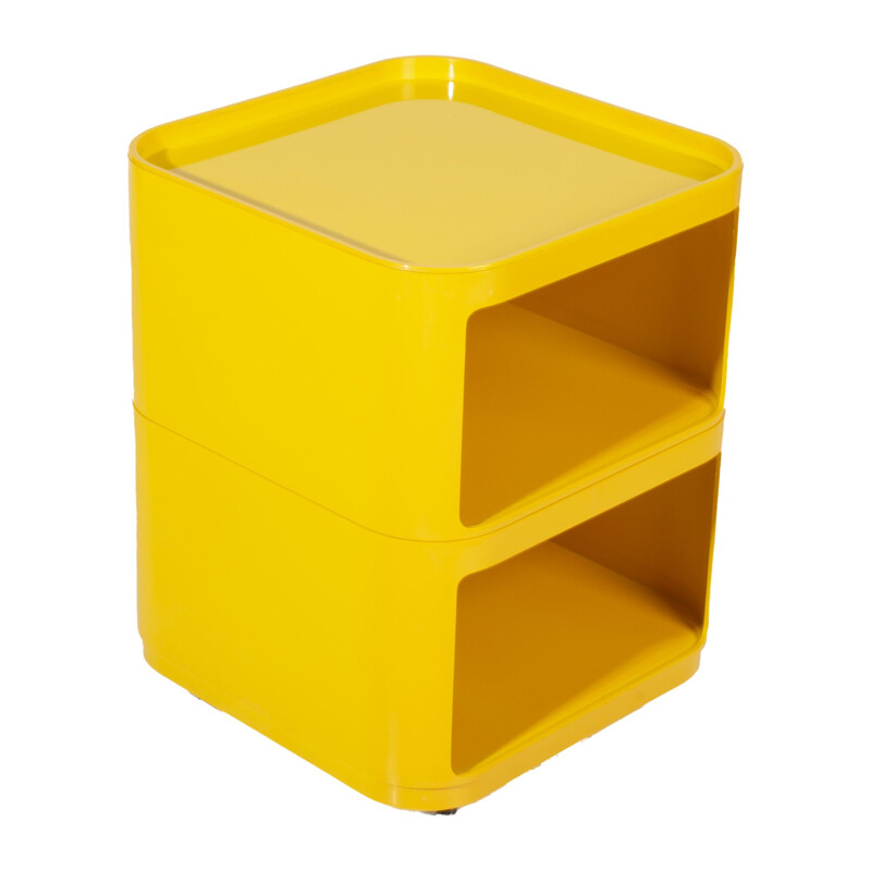 Modulaire jaune vintage par Anna Castelli Ferrieri pour Kartell avec 4 roues pivotantes