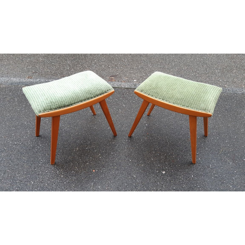 Pair of Ottomans or vintage solid beech footrests